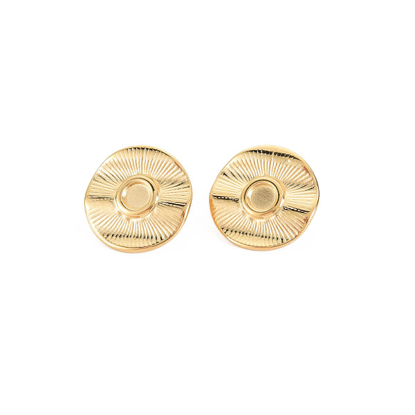 

PandaHall Ion Plating(IP) 304 Stainless Steel Stud Earring Findings, Earring Setting for Enamel, with Ear Nuts, Flat Round, Real 14K Gold...