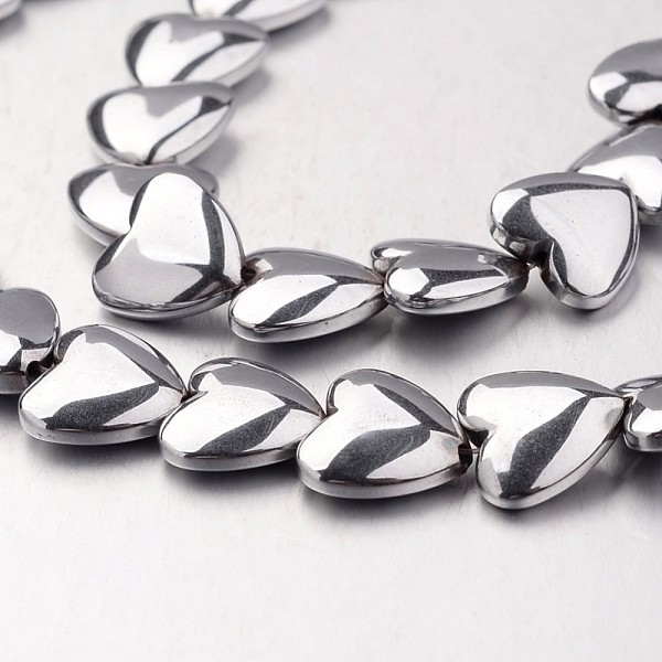 

PandaHall Electroplate Non-magnetic Synthetic Hematite Bead Strands, Heart, Platinum Plated, 12x12x4mm, Hole: 1mm, about 38pcs/strand, 15.7...