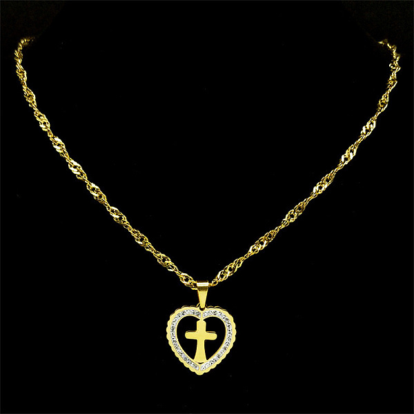 

PandaHall 304 Stainless Steel Singapore Chain Necklaces, Rhinestone Heart Pendant Necklaces, Golden, 19.69 inch(50cm) 304 Stainless Steel...