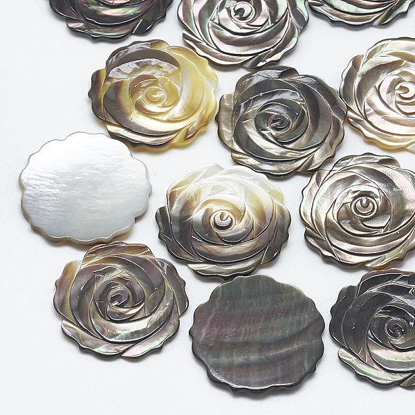 

PandaHall Black Lip Shell Cabochons, Flower, Black, 21.5x22x1.5~2.5mm Black Lip Shell Flower Black
