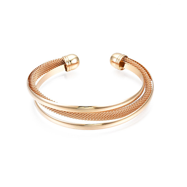 

PandaHall Alloy Multi-string Open Cuff Bangle for Women, Cadmium Free & Lead Free, Golden, Inner Diameter: 1-3/4x2-1/4 inch(4.3x5.7cm) Alloy