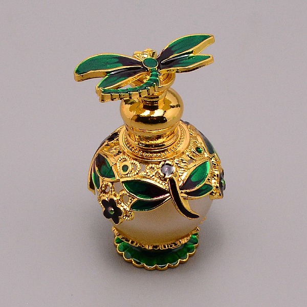 

PandaHall Glass Openable Perfume Bottle, Refillable Bottles, with Alloy Enamel Findings, Dragonfly, Golden, Green, 4.1x7.2cm, capacity: 15ml...
