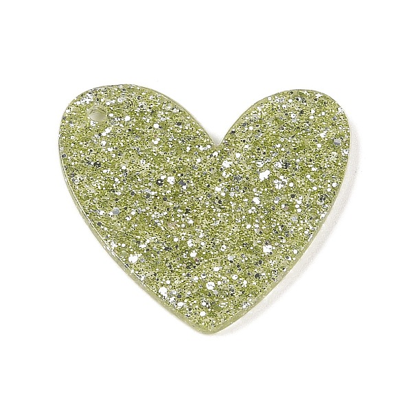 

PandaHall Acrylic Plastic Cabochons, Heart, Green, 37x39.5x2.5mm, Hole: 2.5mm Acrylic Heart Green