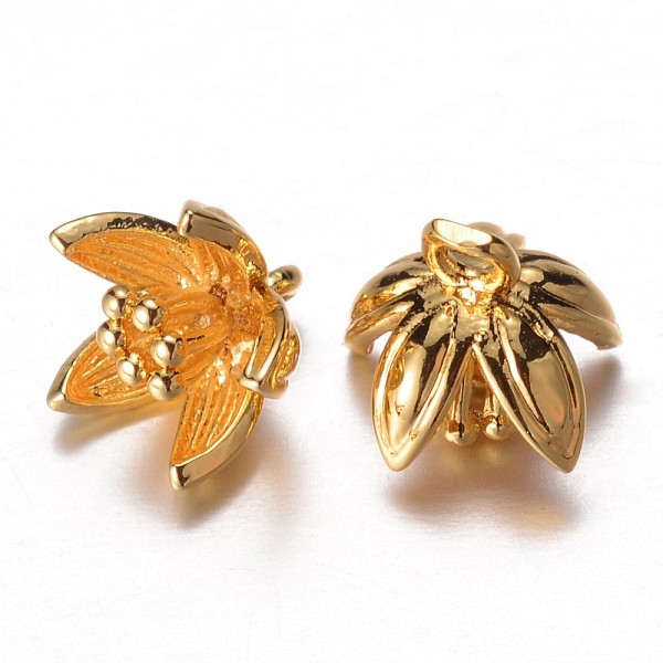 

PandaHall Brass Charms, Flower, Golden, 8x9mm, Hole: 1.5mm Brass Flower