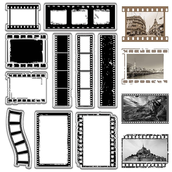 

PandaHall CRASPIRE Vintage Movie Tape Clear Rubber Stamps Retro Postcard Frame Video Reusable Transparent Silicone Stamp Seals for...