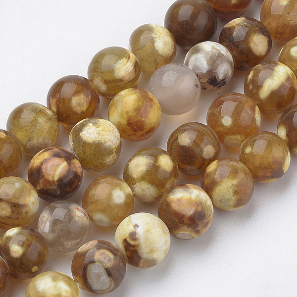 

PandaHall Natural Fire Crackle Agate Beads Strands, Dyed, Round, 8mm, Hole: 1mm, about 49pcs/strand, 16.3 inch Fire Crackle Agate Round