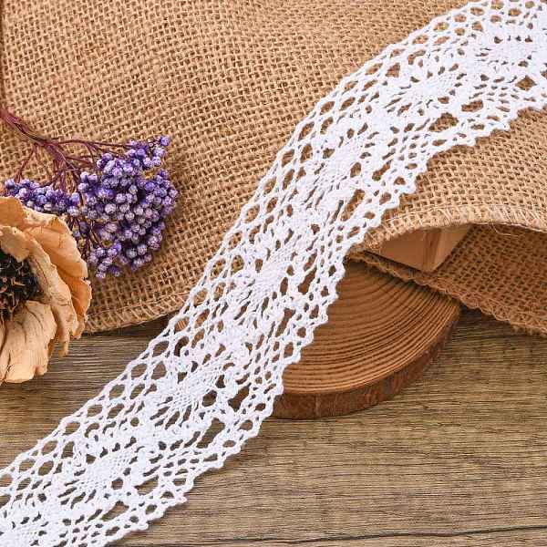 

PandaHall Lace Trim Cotton String Threads for Jewelry Making, White, 35mm, 100yards/roll Cotton White