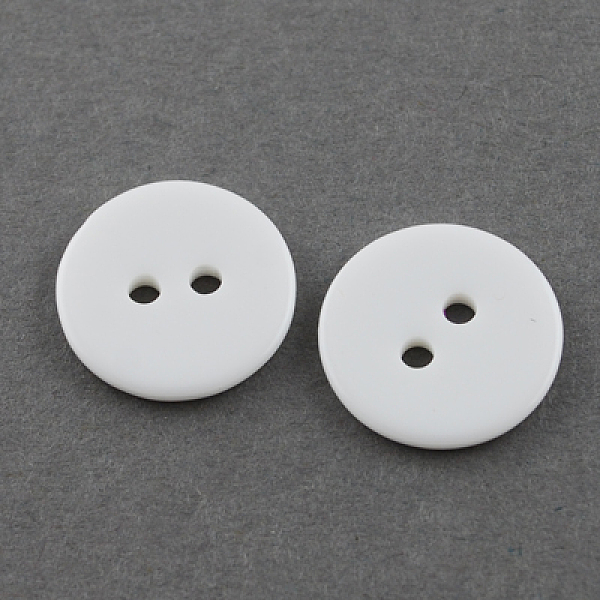 

PandaHall Acrylic Shirt Buttons, 2-Hole, Dyed, Flat Round, White, 15x1.5mm, Hole: 2mm Acrylic Flat Round White