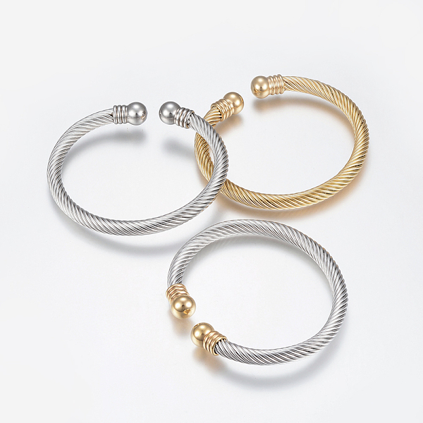 

PandaHall 304 Stainless Steel Torque Bangles, Cuff Bangles, Round, Mixed Color, 1/4 inch(0.6cm), Inner Diameter: 2 inch(5cm) 304 Stainless..., Multicolor