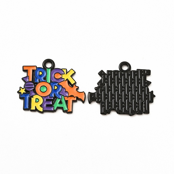 

PandaHall Rack Plating Alloy Enamel Pendants, Cadmium Free & Nickel Free & Lead Free, Halloween Theme, Bat with Word Trick or Treat Charm...