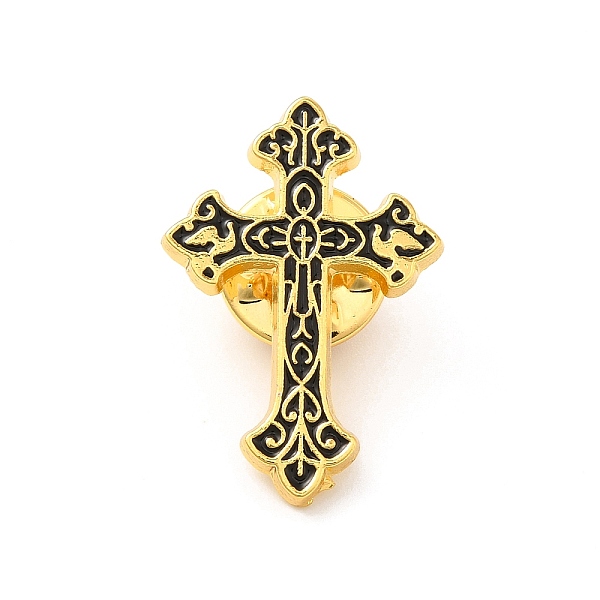 

PandaHall Cross Enamel Pin, Golden Alloy Badge for Backpack Clothes, Black, 28x19x2mm Alloy+Enamel Black