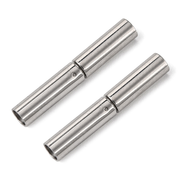 

PandaHall 304 Stainless Steel Bayonet Clasps, Column, Stainless Steel Color, 21x3mm, Hole: 2.5mm 304 Stainless Steel