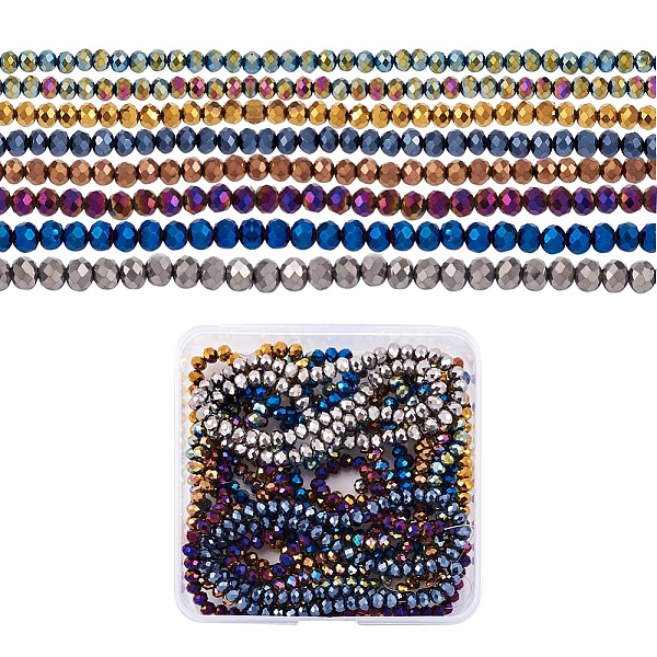 

PandaHall Craftdady 16 Strands 8 Colors Electroplate Transparent Glass Beads Strands, Full Plated, Faceted, Rondelle, Mixed Color, 6x5mm...