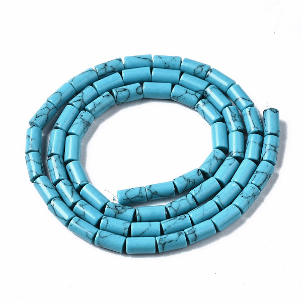 

PandaHall Synthetic Turquoise Beads Strands, Dyed, Column, Sky Blue, 5~6x3mm, Hole: 0.8mm, about 62~63pcs/strand, 15.35~15.75 inch(39~40cm)...