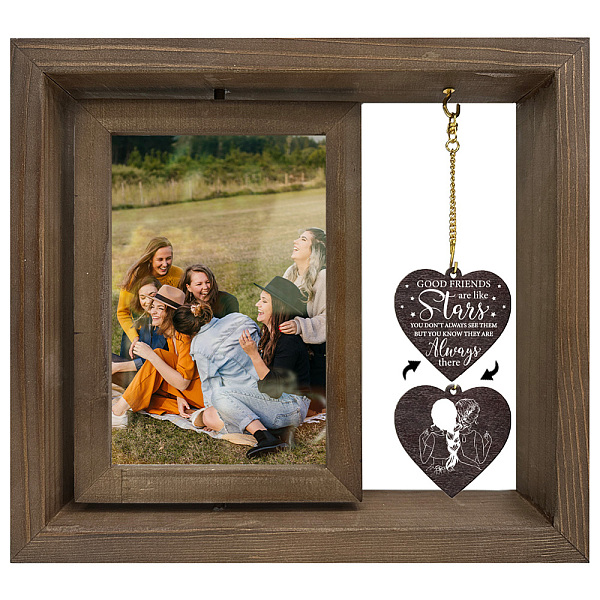 

PandaHall Double Sided Wooden Rotating Photo Frames with DIY Word Heart Charm, for Tabletop Decoration, Word Good Friend, Human...