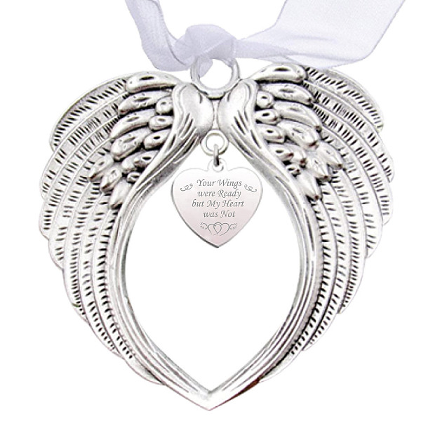 

PandaHall CREATCABIN Angel Wings Memorial Ornaments Christmas Hanging Decor Your Wings were Ready but My Heart was Not Heart Pendant Memory...