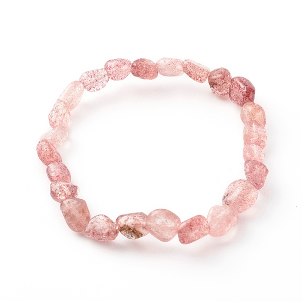 

PandaHall Natural Strawberry Quartz Beaded Stretch Bracelets for Kids, Tumbled Stone, Nuggets, Inner Diameter: 1-3/4~1-7/8 inch(4.3~4.7cm)...