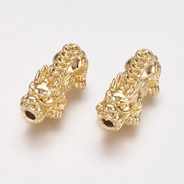 

PandaHall Feng Shui Real 24K Gold Plated Alloy Beads, Pixiu with Chinese Character Cai, Real 18K Gold Plated, 24~25x12x10mm, Hole: 3mm Alloy...
