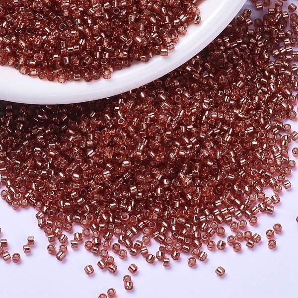 

PandaHall MIYUKI Delica Beads, Cylinder, Japanese Seed Beads, 11/0, (DB2152) Duracoat Silver Lined Dyed Light Watermelon, 1.3x1.6mm, Hole..., Red