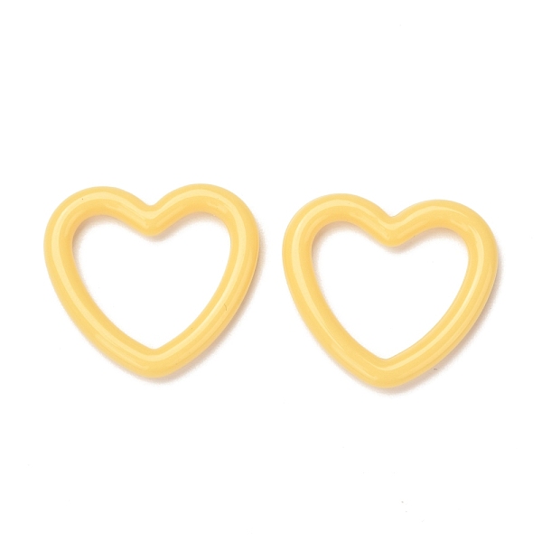 PandaHall Opaque Acrylic Linking Rings, Heart, Yellow, 27x30x3.5mm, Inner Diameter: 21x21.5mm Acrylic Heart Yellow