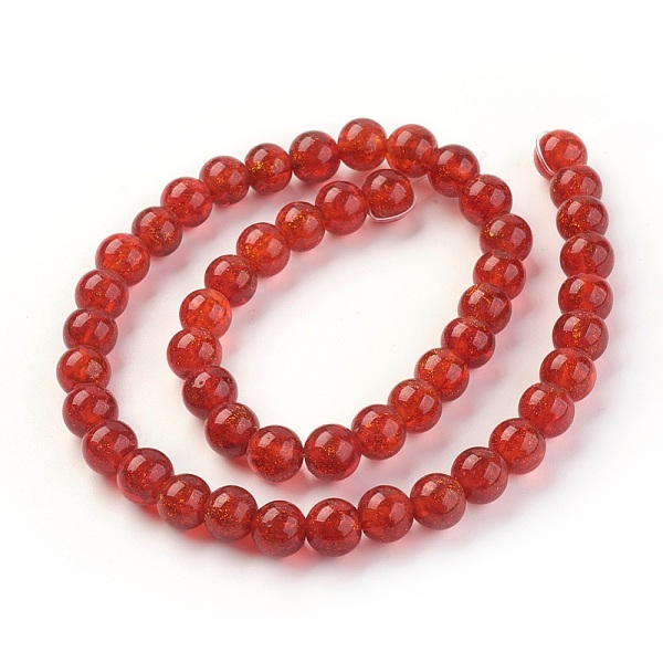

PandaHall Handmade Gold Sand Lampwork Beads Strands, Round, FireBrick, 8~8.5mm, Hole: 1.2mm, about 50pcs/strand, 14.96 inch~15.71 inch..., Red