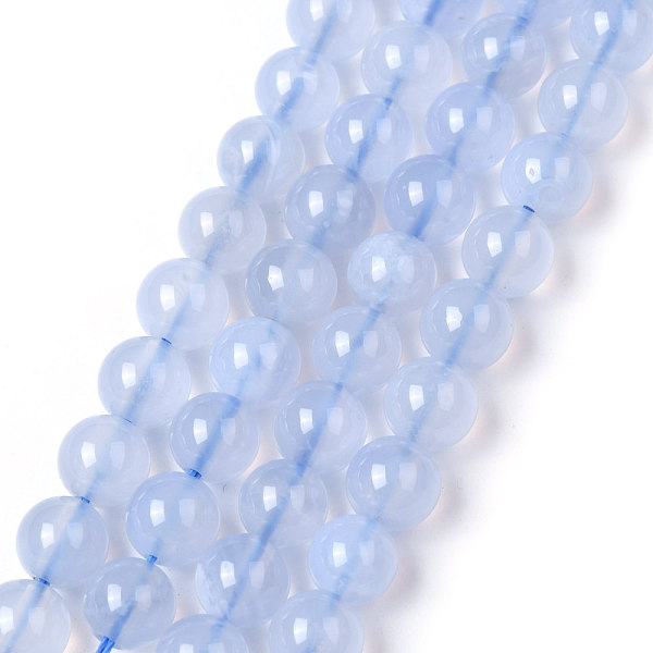 

PandaHall Grade A Natural Blue Agate Beads Strands, Round, Light Blue, 6mm, Hole: 1mm, about 65pcs/strand, 15.3 inch Natural Agate Round