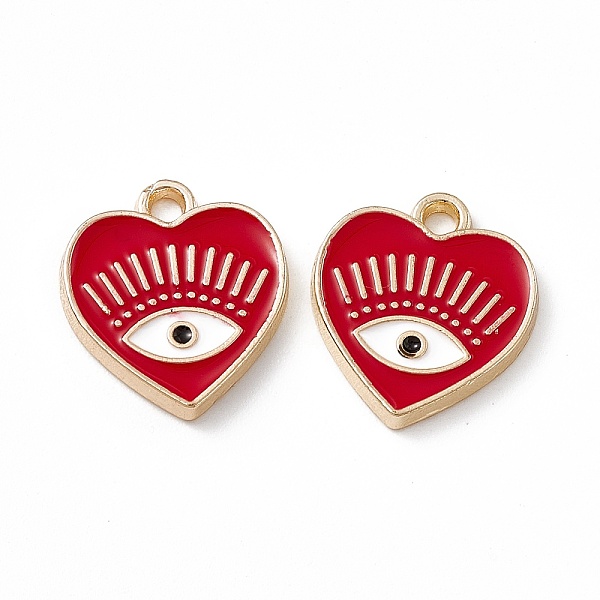 

PandaHall Alloy Enamel Pendants, Golden, Heart with Eye Charm, FireBrick, 14.5x13x1.5mm, Hole: 1.6mm Alloy+Enamel Heart Red