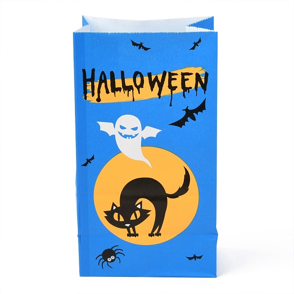 

PandaHall Halloween Theme Kraft Paper Bags, Gift Bags, Snacks Bags, Rectangle, Ghost Pattern, 23.2x13x8cm Paper Ghost