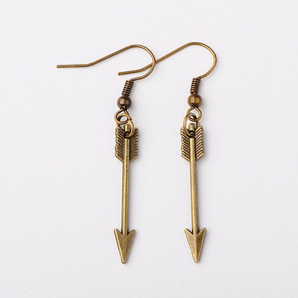 

PandaHall Tibetan Style Alloy Arrow Earrings, with Iron Earring Hooks, Antique Bronze, 49mm, Pin: 0.7mm Alloy