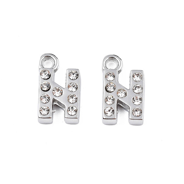 

PandaHall 304 Stainless Steel Charms, with Crystal Rhinestone, Letter, Letter.N, 10~10.5x2~8x2mm, Hole: 1.2mm Stainless Steel+Rhinestone..., Clear