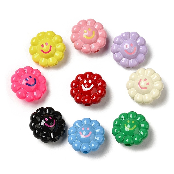 

PandaHall Baking Paint Opaque Acrylic European Beads, Large Hole Beads, with Enamel, Sunflower, Mixed Color, 24x24x12mm, Hole: 4mm Acrylic..., Multicolor