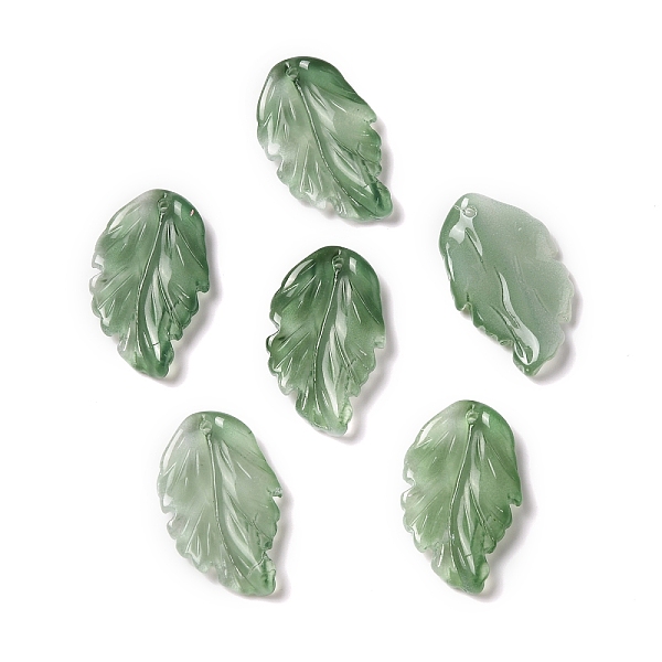 

PandaHall Dyed & Heated Glass Pendants, Feather Leaf, Mixed Color, 28x17x3.5mm, Hole: 1.2mm Glass Leaf Multicolor