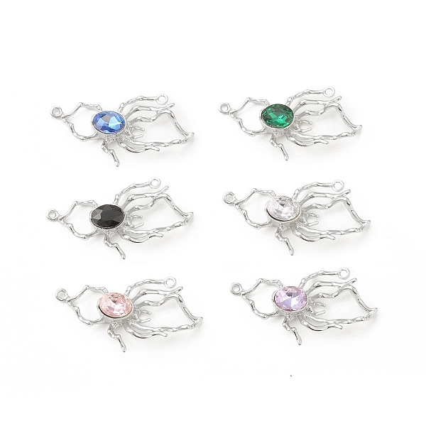 

PandaHall Rack Plating Alloy Glass Connector Charms, Spider, Platinum, Mixed Color, 18x36x6mm, Hole: 1.4mm Alloy+Glass Spider Multicolor
