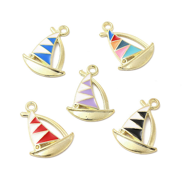 

PandaHall Alloy Enamel Pendant Rhinestone Settings, Sailboat, Golden, Mixed Color, Fit for 1mm Rhinestone, 21.5x16.5x2mm, Hole: 1.6mm..., Multicolor