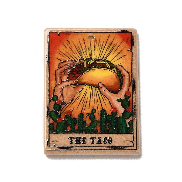 

PandaHall Printed Acrylic Pendants, Rectangle with Tarot Card Theme Pattern Charm, The Taco, Sandy Brown, 37.5x26.5x2mm, Hole: 1.7mm Acrylic...
