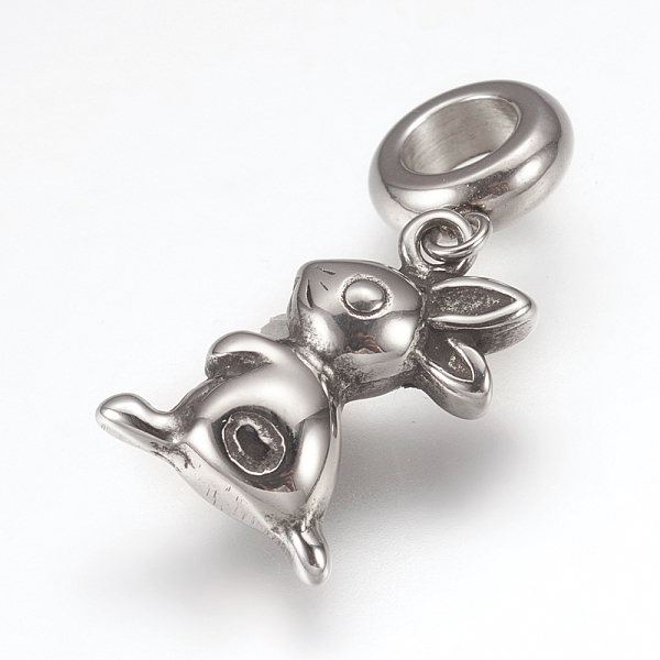 

PandaHall 316 Surgical Stainless Steel Bunny European Dangle Charms, Large Hole Pendants, Rabbit Charms, Antique Silver, 28mm, Pendant...