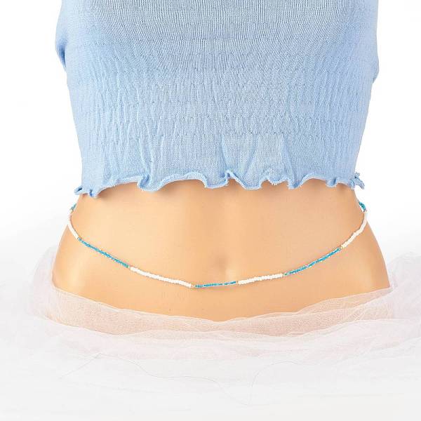 

PandaHall Glass Seed Waist Beads, for Women Girls, Summer Jewelry, Dodger Blue, 31-1/2 inch(80cm) Glass
