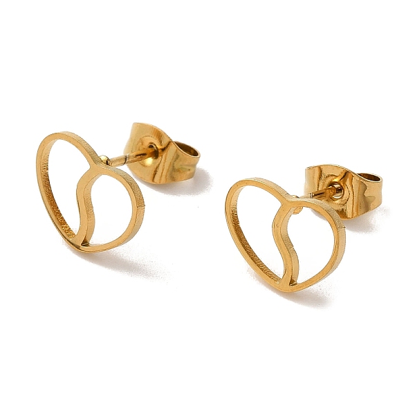 

PandaHall Vacuum Plating 304 Stainless Steel Stud Earrings, Hollow Heart, Golden, 7.5x10.5mm 304 Stainless Steel Heart