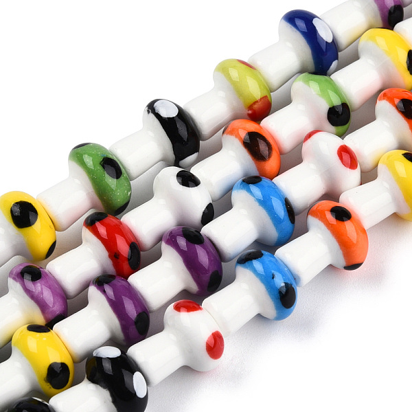 

PandaHall Handmade Porcelain Bead Strands, Famille Rose Porcelain, Mushroom, Mixed Color, 12x10mm, Hole: 2mm, about 25pcs/strand, 11.81 inch..., Multicolor