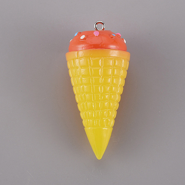 

PandaHall Resin Pendants, with Platinum Iron Loops, Ice Cream, Gold, 48x23x23mm, Hole: 2mm Iron+Resin Food Gold