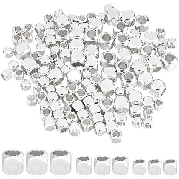 

PandaHall CREATCABIN 150Pcs 3 Style Brass Beads, Cube, 925 Sterling Silver Plated, 2.5~4x2.5~4x2.5~4mm, Hole: 1.4~2.6mm, 50pcs/style Brass...