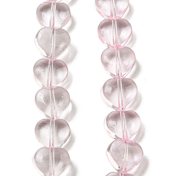 

PandaHall Baking Paint Transparent Glass Beads Strands, Heart, Pink, 8x8x4.5mm, Hole: 0.8mm, about 99~100pcs/strand, 29.13~29.53 inch...