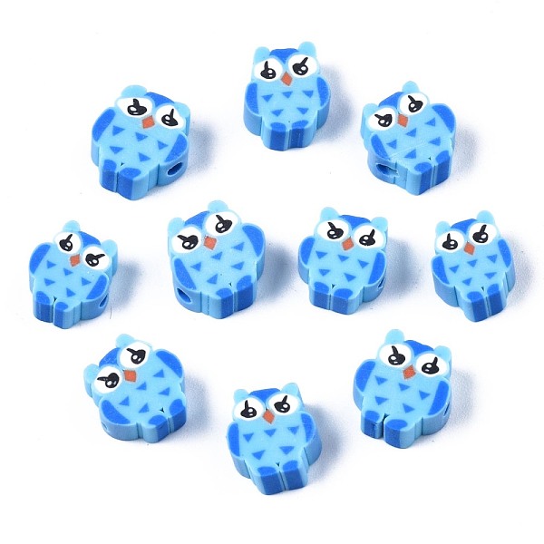 

PandaHall Handmade Polymer Clay Beads, Owl, Sky Blue, 9~10.5x8~10x4~5mm, Hole: 1.6mm Polymer Clay Owl