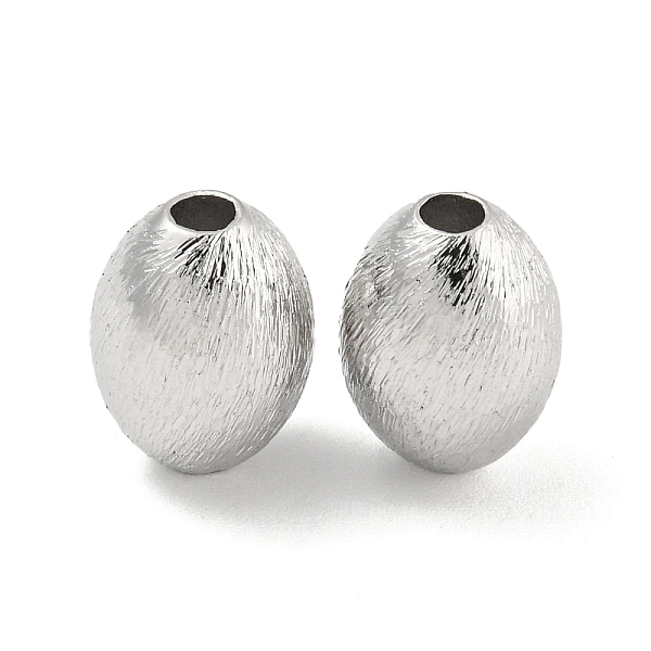 

PandaHall Brass Textured Beads, Oval, Real Platinum Plated, 14x10mm, Hole: 3mm Brass Oval