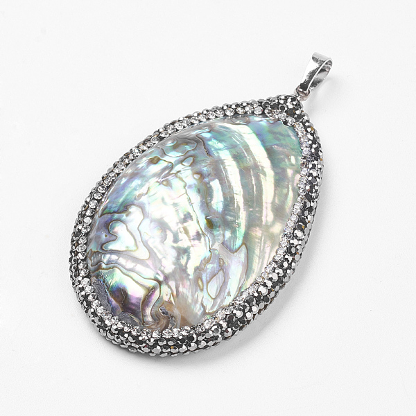 

PandaHall Abalone Shell/Paua Shell Big Pendants, with Brass Findings, teardrop, Platinum, 61x39x11mm, Hole: 5x7mm Paua Shell Teardrop
