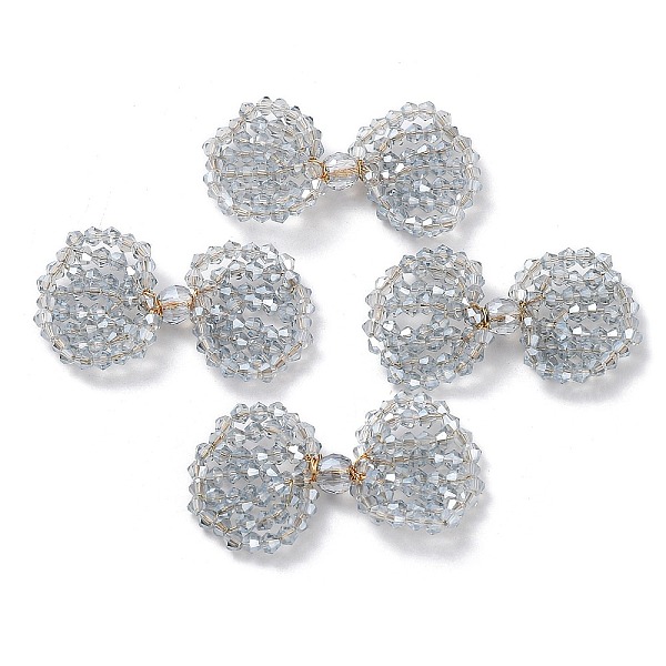 

PandaHall Copper Wire Wrapped Glass Beaded Bowknot Cabochons, Light Steel Blue, 24x41x5.5mm Glass Bowknot