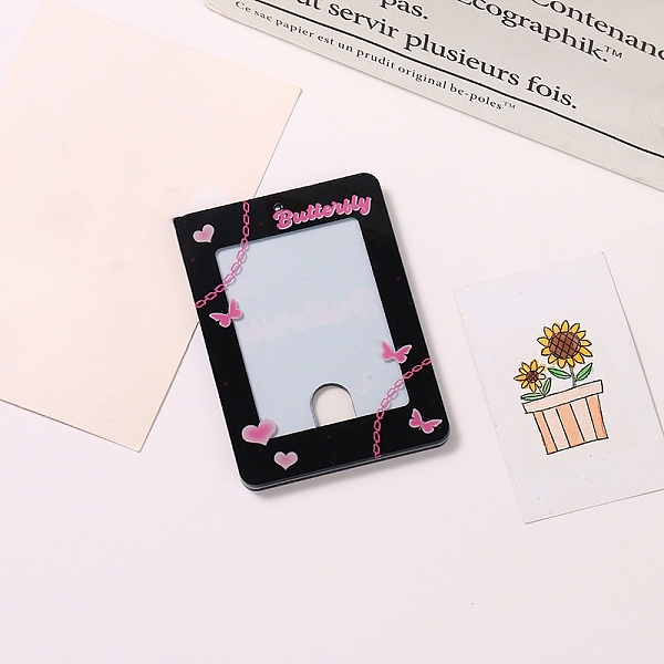 PandaHall Acrylic Photocard Sleeve Keychain, with Ball Chains and Rectangle Clear Window, Rectangle, Black, Butterfly Farm, 105x75mm Acrylic...