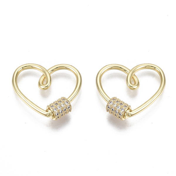 

PandaHall Brass Micro Pave Clear Cubic Zirconia Screw Carabiner Lock Charms, for Necklaces Making, Heart, Nickel Free, Real 18K Gold Plated...
