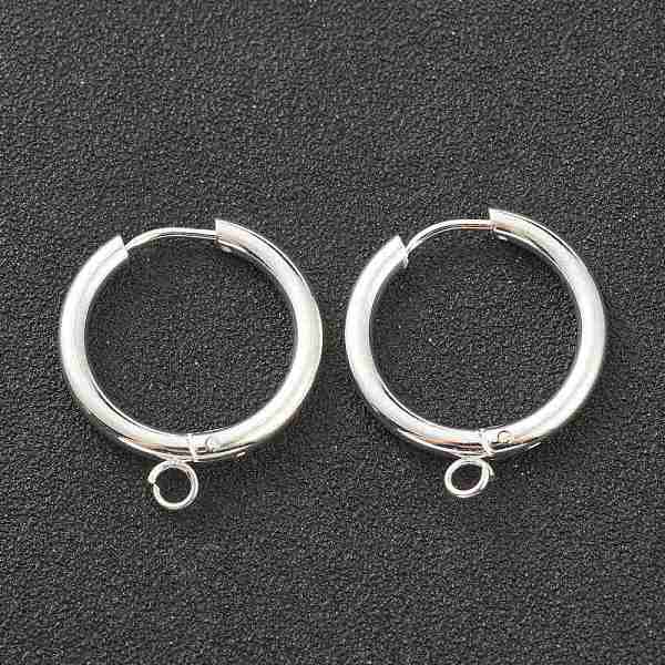 

PandaHall 201 Stainless Steel Huggie Hoop Earring Findings, with Horizontal Loop and 316 Surgical Stainless Steel Pin, Silver, 24x21x2.5mm...