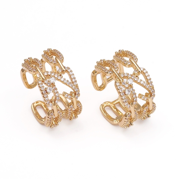 

PandaHall Adjustable Brass Micro Pave Clear Cubic Zirconia Cuff Rings, Open Rings, Long-Lasting Plated, Golden, Size 7, 17mm Brass+Cubic...